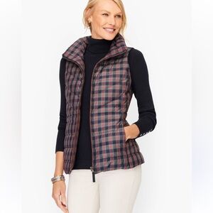 Talbots Plaid Puffer Vest - Red and Blue